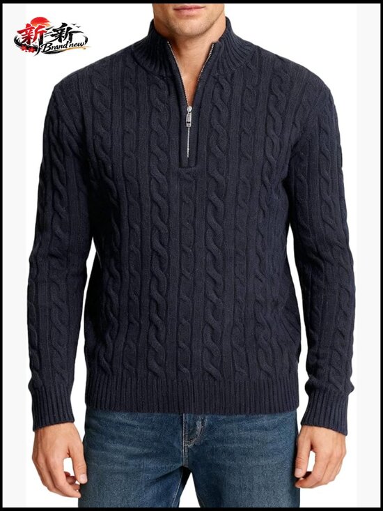 Other - 100% Wool Cable Knit Quarter Zip Pullover Sweater